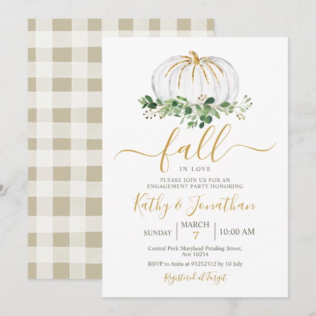 Invitation de la partie d'engagement Citrouille Go (Devant / Derrière)