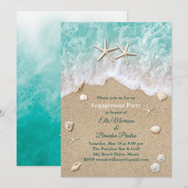 Invitation de la partie d'engagement de Beach Wave (Devant / Derrière)