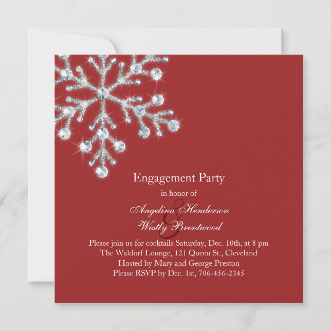 Invitation de la partie d'engagement de flocon de  (Devant)