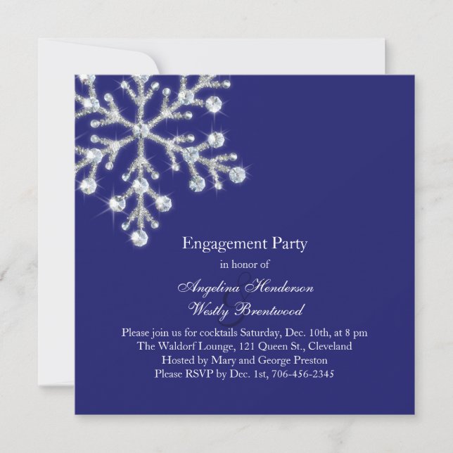 Invitation de la partie d'engagement de flocon de  (Devant)