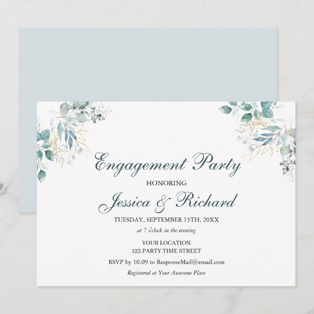 Invitation de la partie d'engagement de l'aquarell (Devant / Derrière)