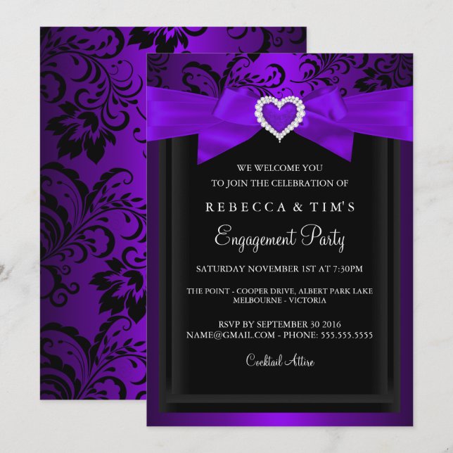 Invitation de la partie d'engagement du coeur roma (Devant / Derrière)