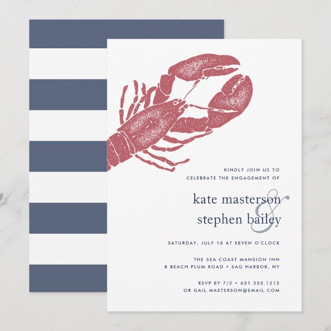 Invitation de la partie d'engagement du homard nau (Devant / Derrière)