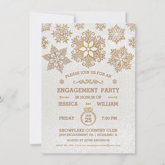 Invitation de la partie d'engagement Élégante sur  (Devant)