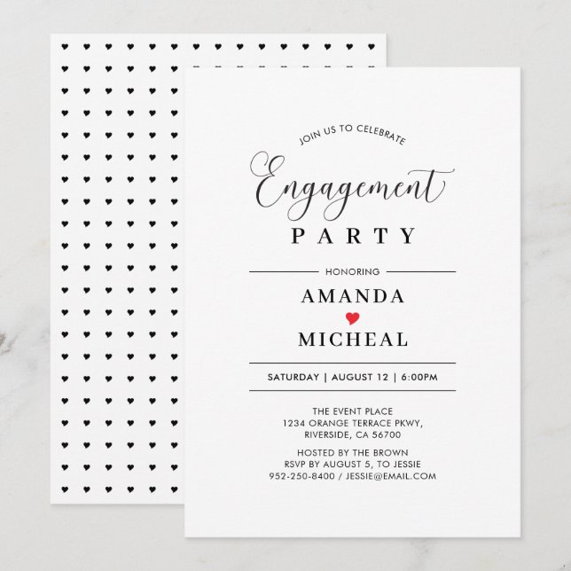 Invitation de la partie d'engagement en typographi (Devant / Derrière)