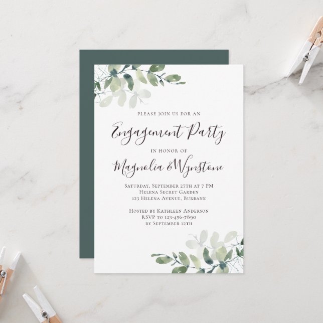 Invitation de la partie d'engagement Eucalyptus (Devant/Arrière en situation)