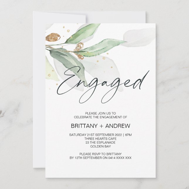 Invitation de la partie d'engagement Eucalyptus (Devant)
