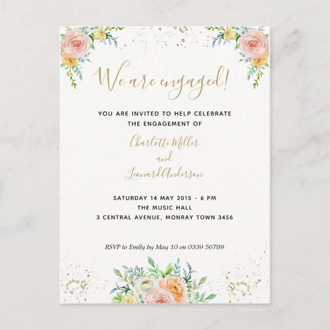 Invitation de la partie d'engagement floral inform (Devant)