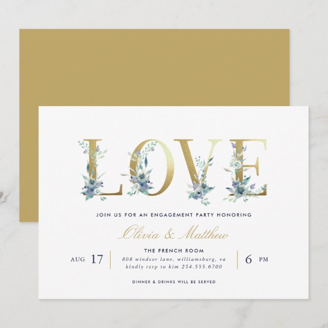 Invitation de la partie d'engagement florale de lu (Devant / Derrière)
