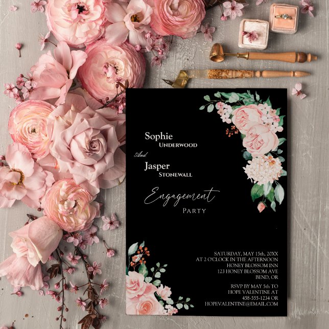 Invitation de la partie d'engagement flush Floral  (Créateur téléchargé)