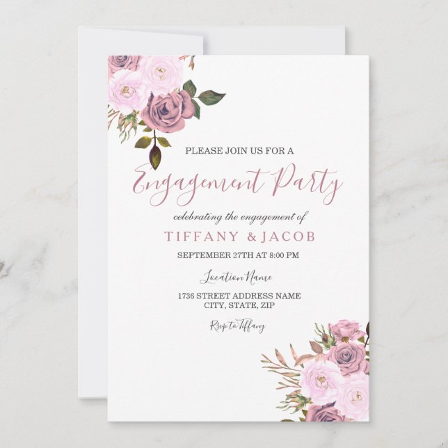 Invitation de la partie d'engagement Gold Rose & R (Devant)