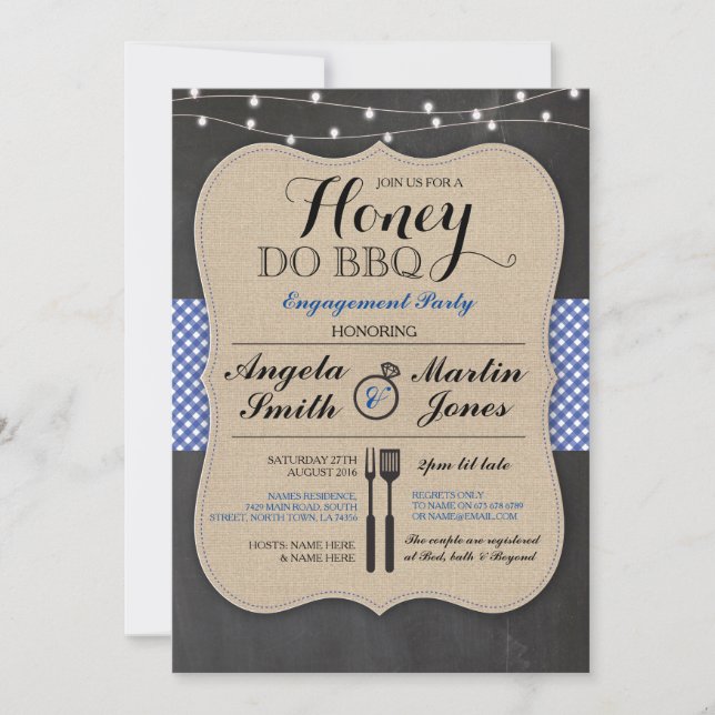 Invitation de la partie d'engagement Honey Do BBQ (Devant)