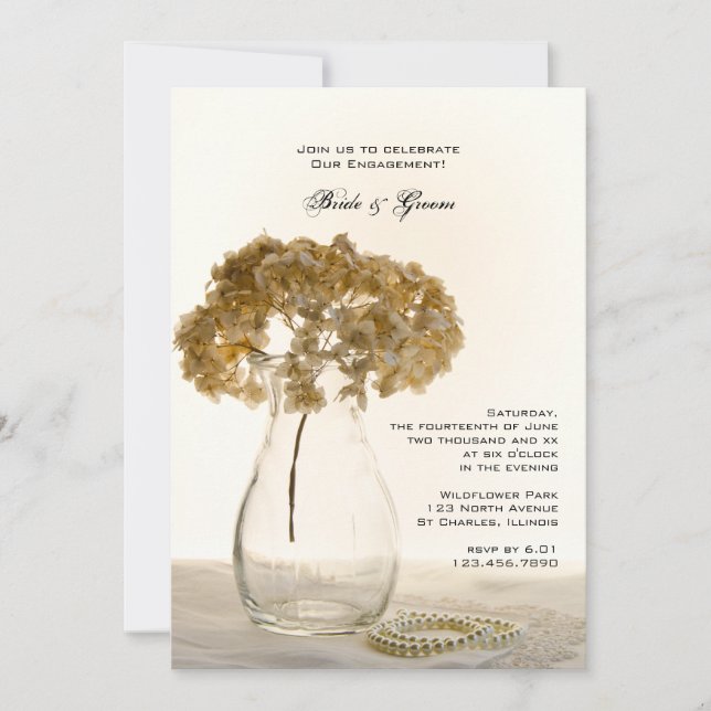 Invitation de la partie d'engagement Hydrangeas sé (Devant)