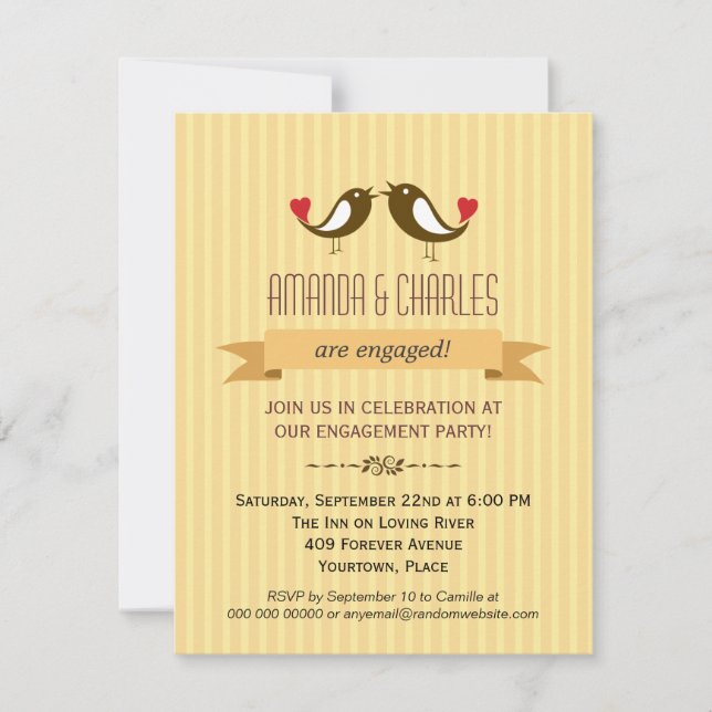 Invitation de la partie d'engagement jaune Lovebir (Devant)