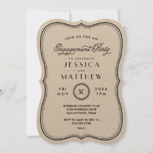 Invitation de la partie d'engagement Kraft Art Déc