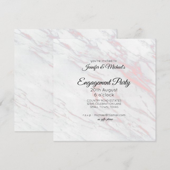 Invitation de la partie d'engagement Marbre rose e (Devant / Derrière)