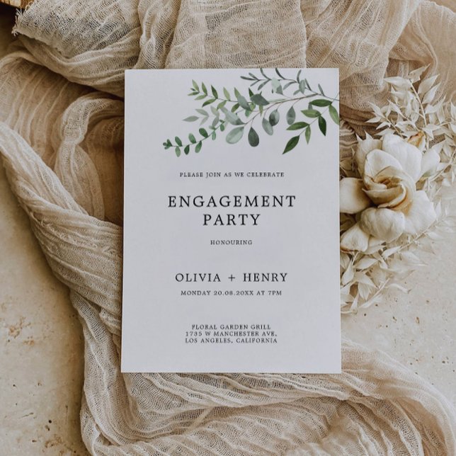 Invitation de la partie d'engagement Mariage de ve (Greenery Wedding Engagement Party Invitation)