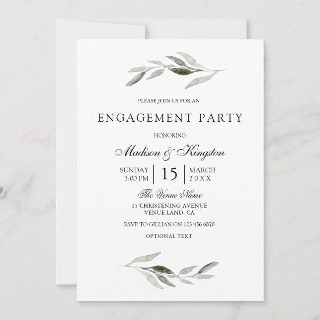 Invitation de la partie d'engagement moderne Green (Devant)