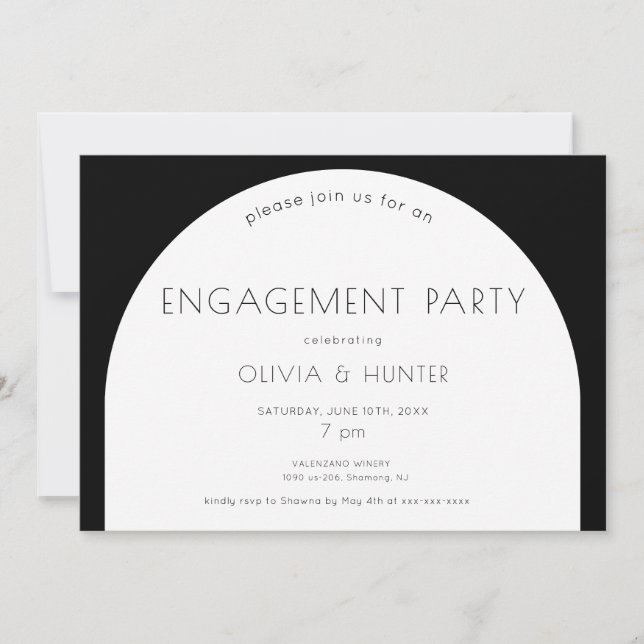 Invitation de la partie d'engagement moderne noir  (Devant)