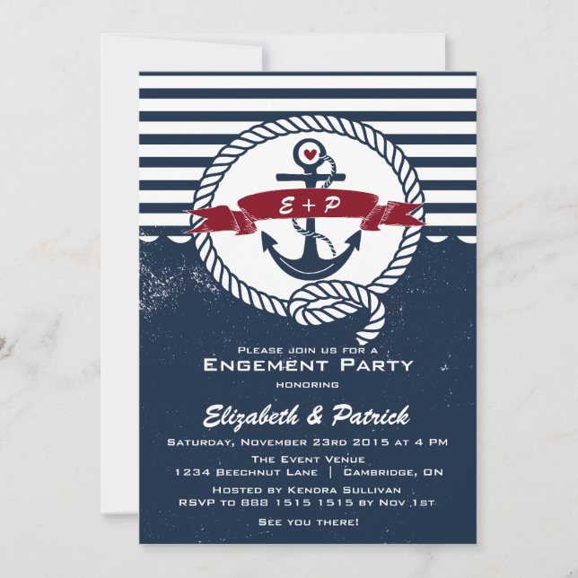 Invitation de la partie d'engagement nautique rust (Devant)