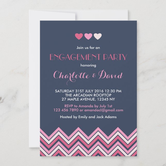 Invitation de la partie d'engagement Navy Blue Pin (Devant)