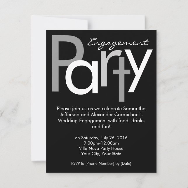 Invitation de la partie d'engagement noir et blanc (Devant)