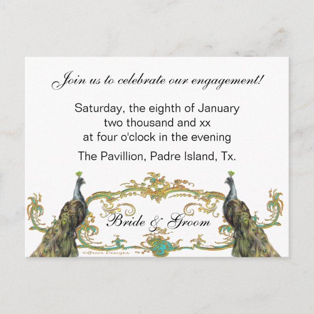 Invitation de la partie d'engagement Peacock & Gol (Devant)