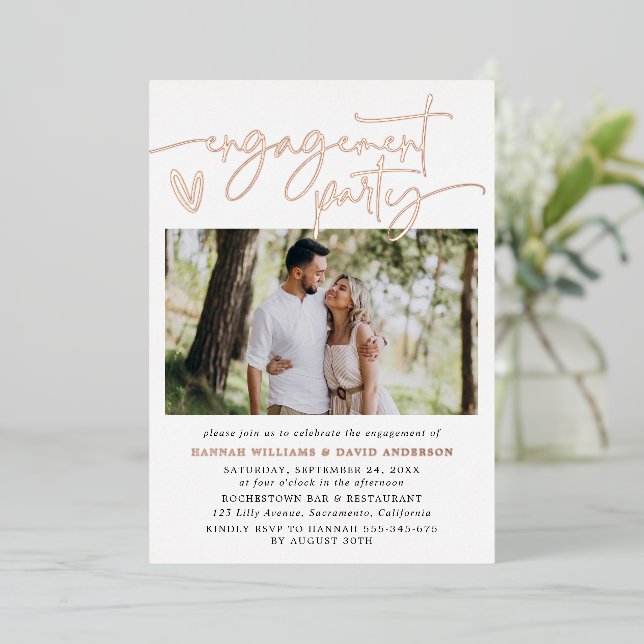 Invitation de la partie d'engagement photo moderne (Debout devant)
