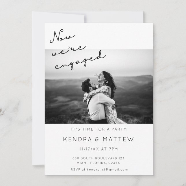 Invitation de la partie d'engagement photo simple  (Devant)