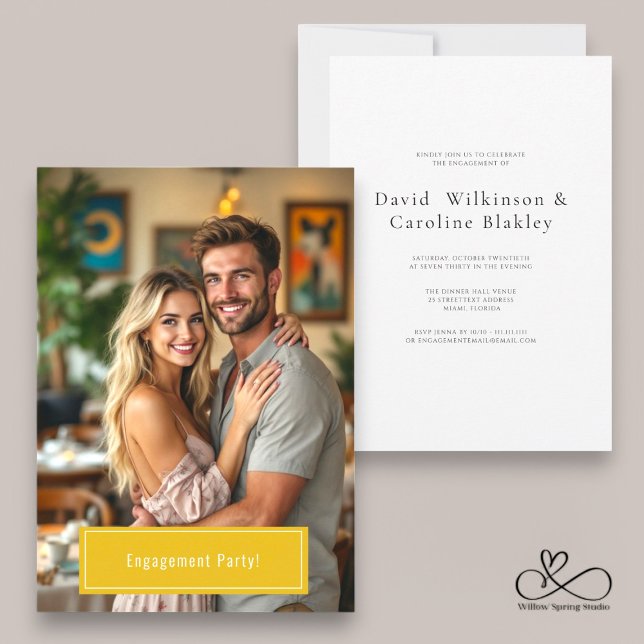 invitation de la partie d'engagement photo simple  (modern simple personalized  engagement party invitation , fully ediatbale to suite your needs)