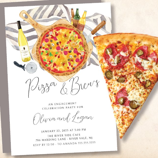 Invitation de la partie d'engagement Pizza & Brew (Créateur téléchargé)