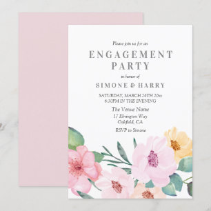 Invitation de la partie d'engagement rose élégant