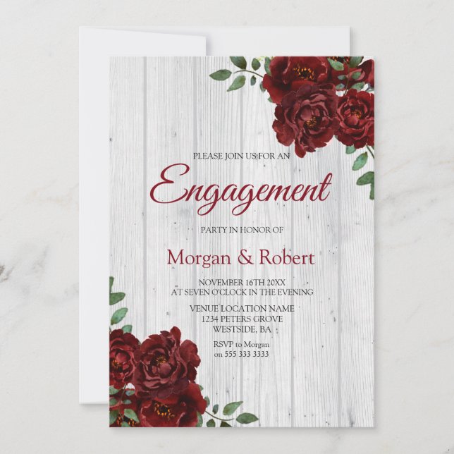 Invitation de la partie d'engagement Roses rouges  (Devant)