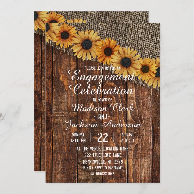Invitation de la partie d'engagement Rustic Wood & (Devant / Derrière)