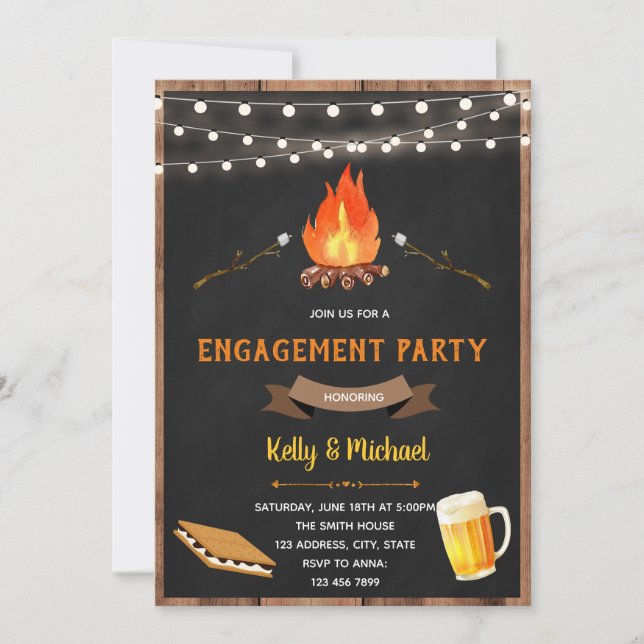 Invitation de la partie d'engagement S'more (Devant)