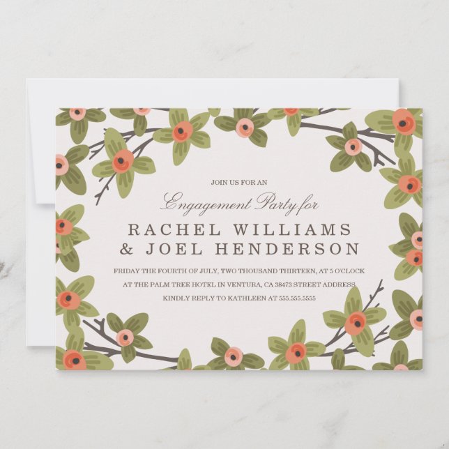 Invitation de la partie d'engagement Spring Buds (Devant)