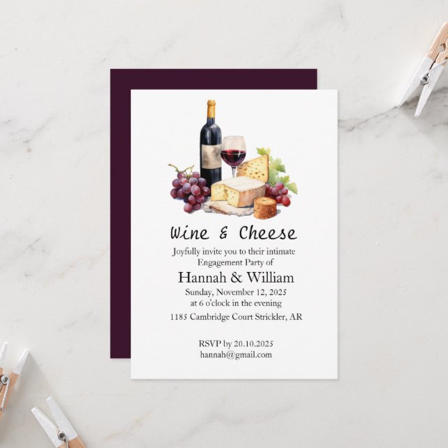 Invitation de la partie d'engagement Vin & Fromage (Devant/Arrière en situation)