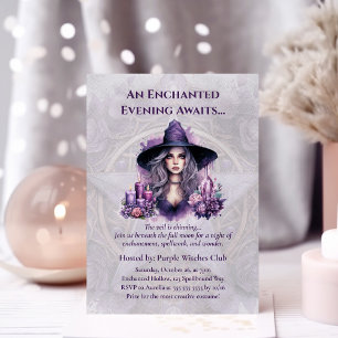 Invitation de la partie d'Halloween Enchanted Purp