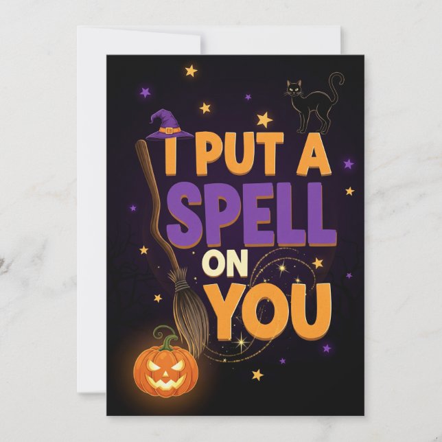 Invitation de la partie d'Halloween sorcière (Devant)