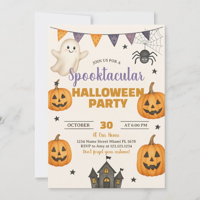 Invitation de la partie d'Halloween Spooktacular (Devant)