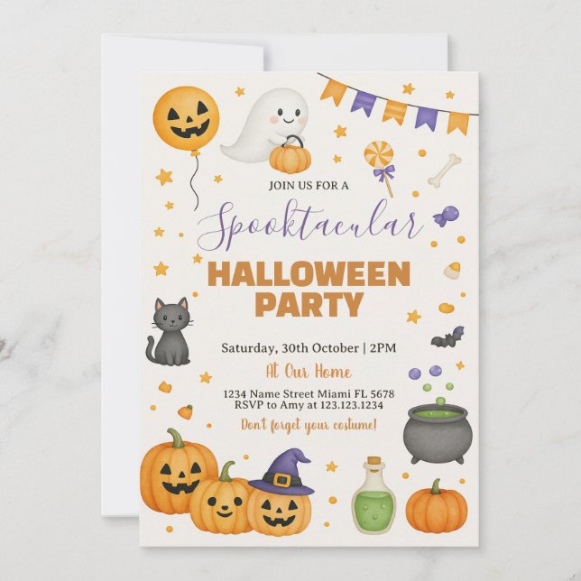 Invitation de la partie d'Halloween Spooktacular (Devant)