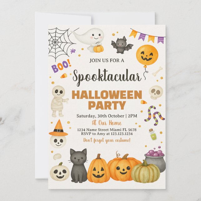 Invitation de la partie d'Halloween Spooktacular (Devant)