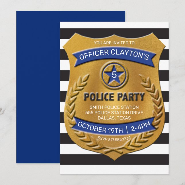 Invitation de la partie d'insigne du policier (Devant / Derrière)
