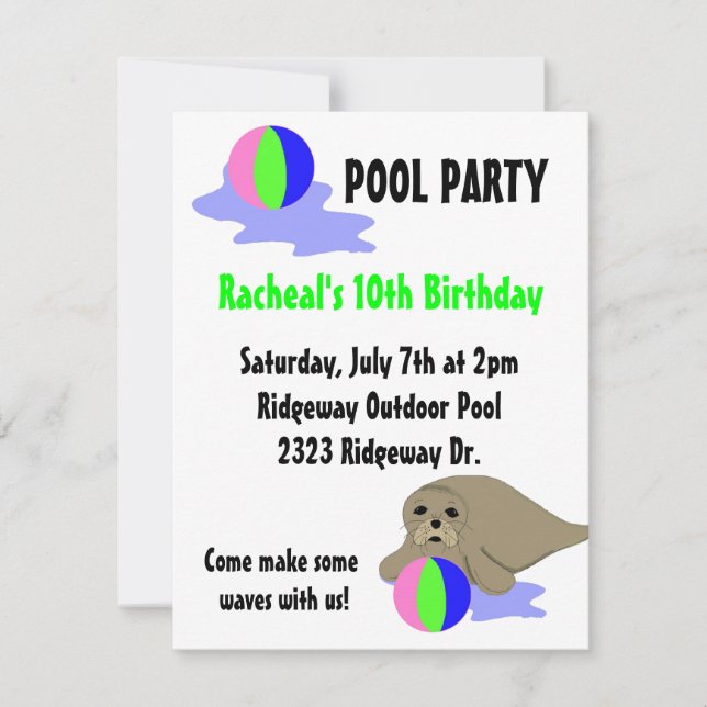 Invitation de la partie du pool de lions de mer (Devant)