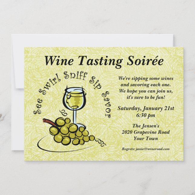 Invitation de la partie du s du vin blanc 5 (Devant)