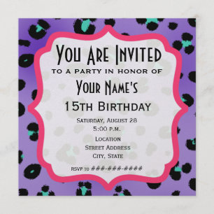 Invitation de la partie Empreinte de léopard viole