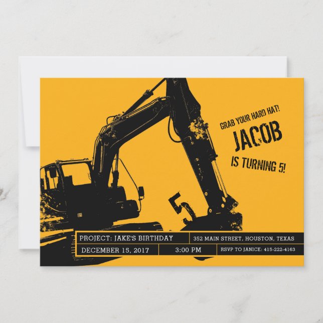 Invitation de la partie excavatrice pour la partie (Devant)