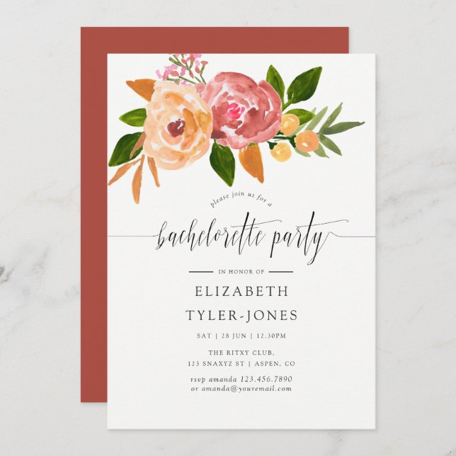 Invitation de la partie fleur sauvage de bachelore (Devant / Derrière)