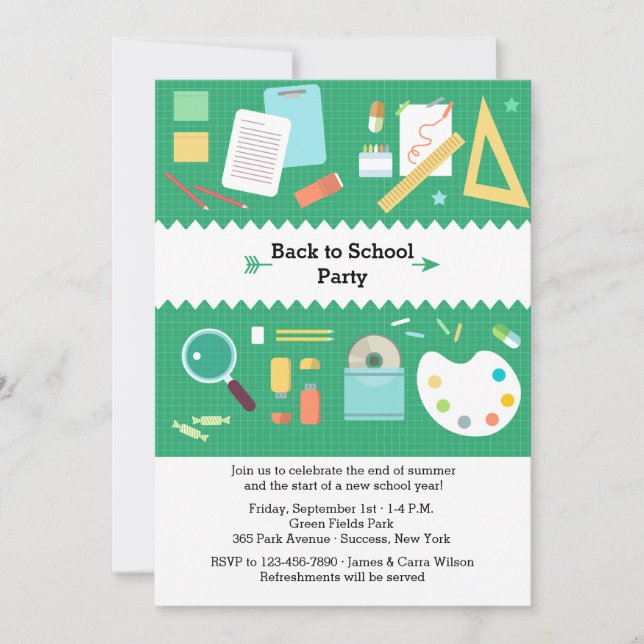 Invitation de la partie Fournitures scolaires (Devant)