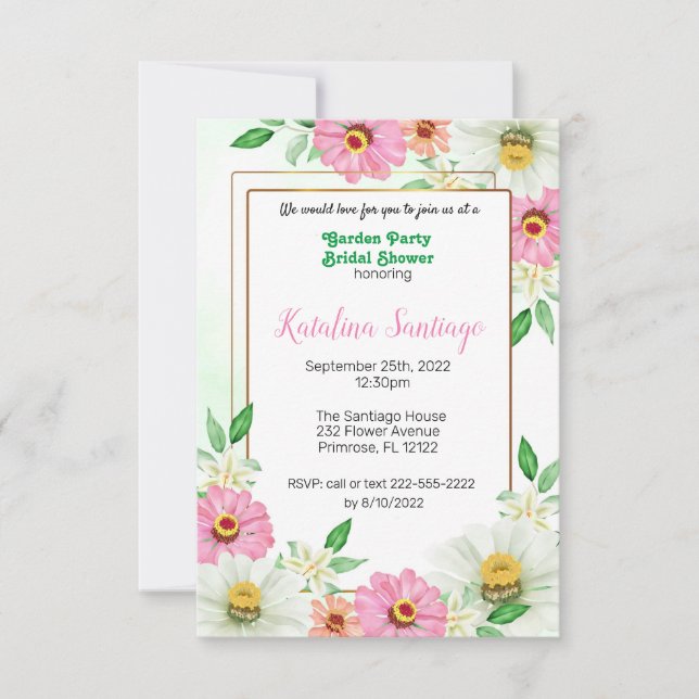 Invitation de la partie Jardin Douche nuptiale (Devant)